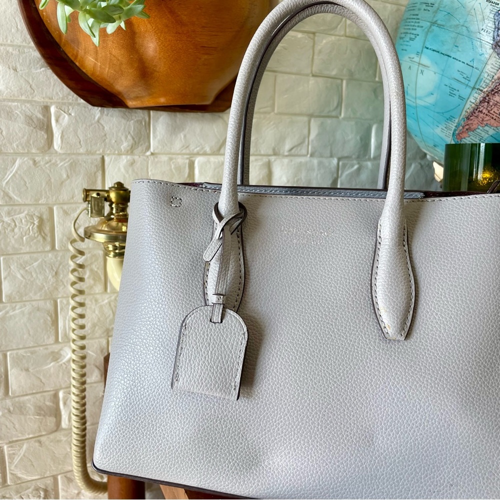 Kate Spade Grey Textured Leather Top Handle Crossbody Bag Purse - Picture 4 of 14